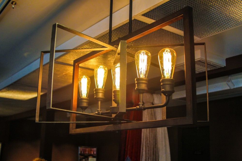 edison bulb chandelier living room