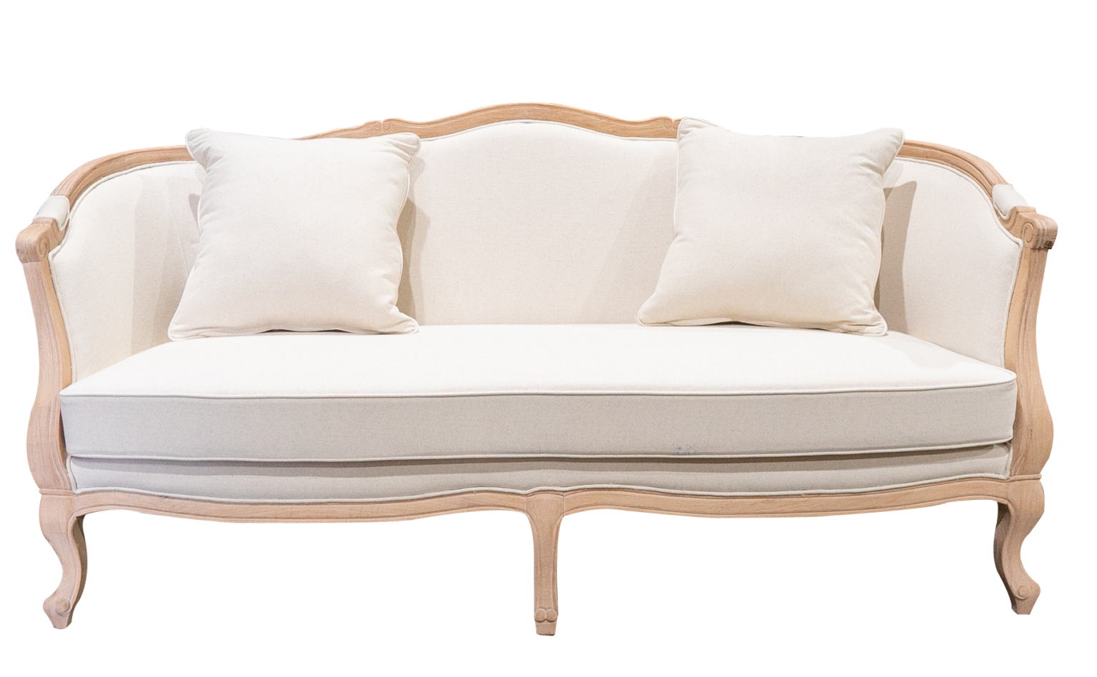 Love Seat, Wood, White Wash, Ivory A1 Party Rental